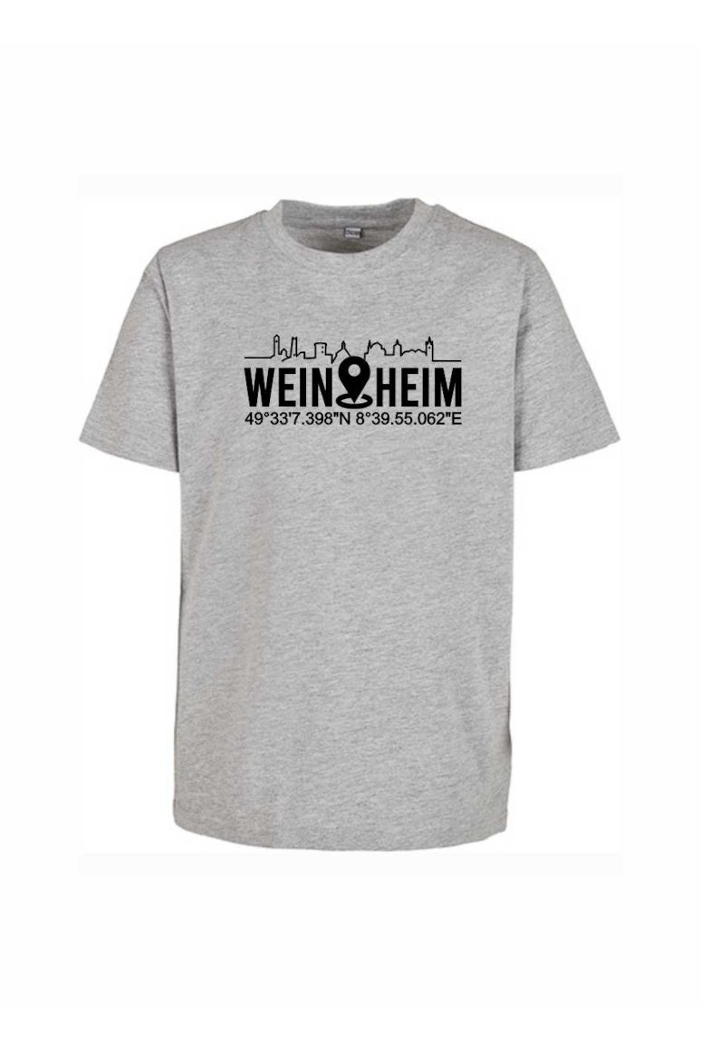 Kinder T-Shirt Weinheim Koordinaten Standort (Druckfarbe schwarz)